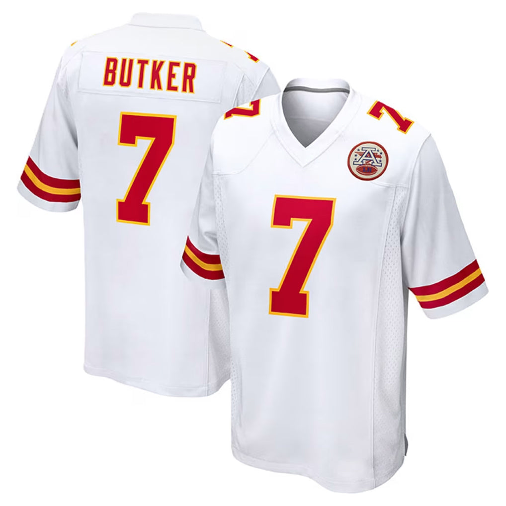 Yuxns KC.Chiefs #7 Harrison Butker Player White Home Game Stitched Jerseys