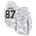 Yuxns KC.Chiefs #87 Travis Kelce Player Arctic Camo Salute to Service Hoodies Stitched Jerseys