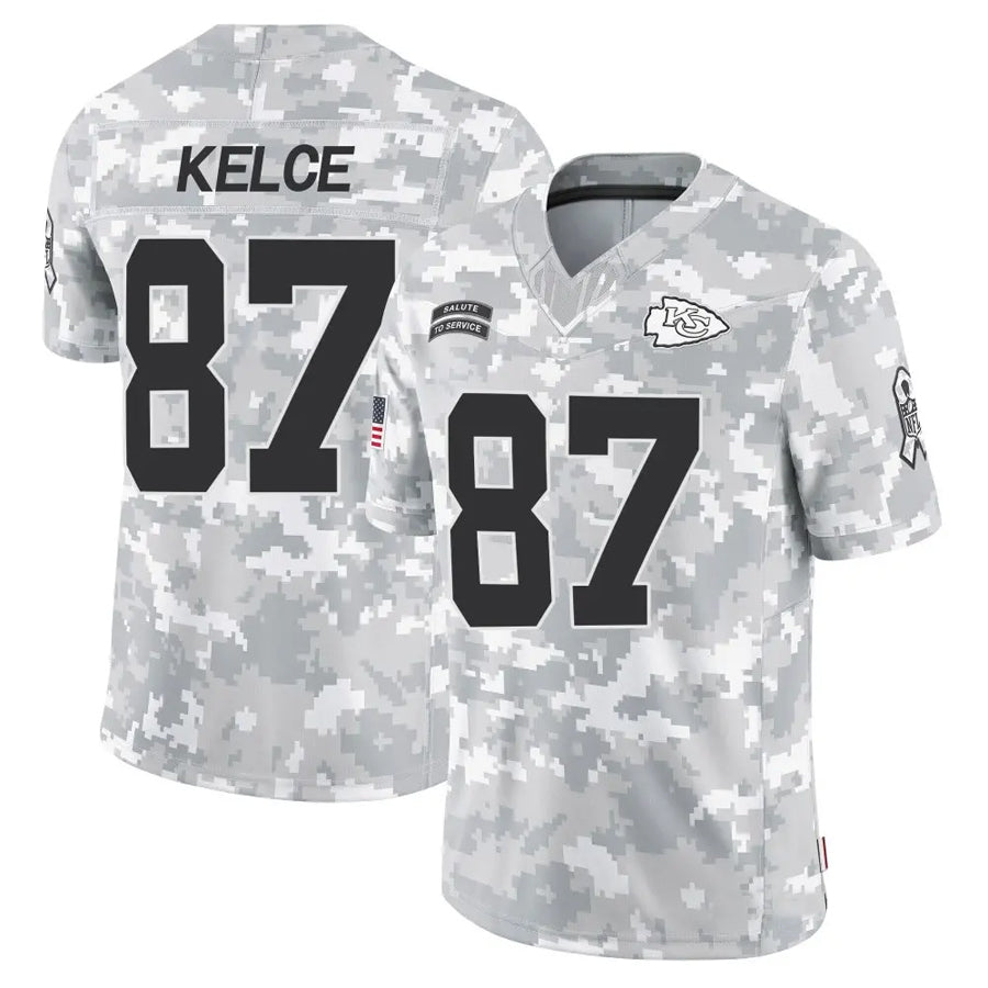 Yuxns KC.Chiefs #87 Travis Kelce Player Arctic Camo Salute to Service Limited Stitched Jerseys