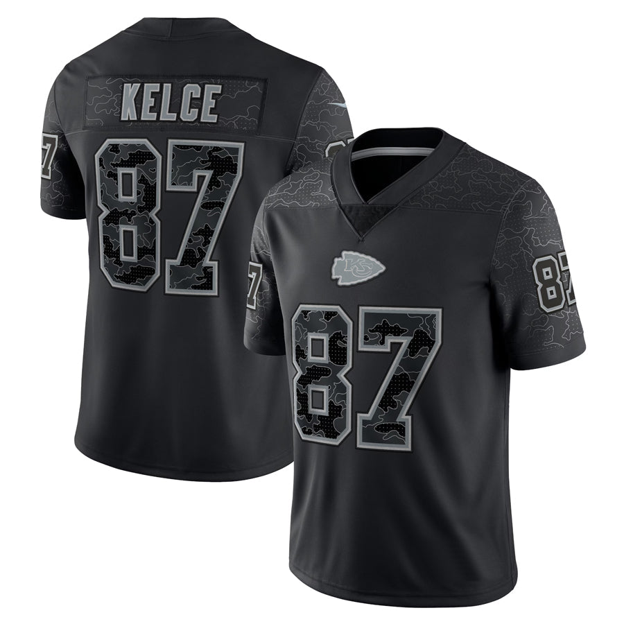 Yuxns KC.Chiefs #87 Travis Kelce Player Black RFLCTV Limited Stitched Jerseys