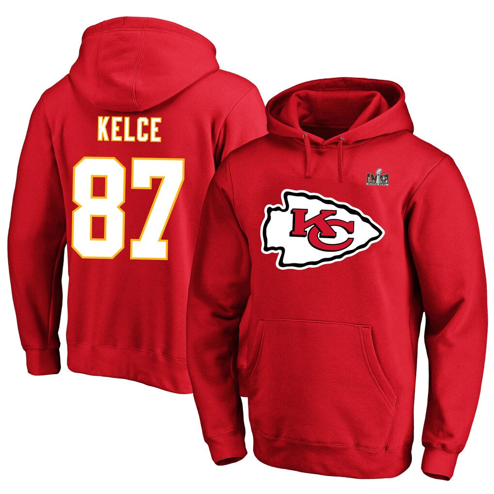 Yuxns KC.Chiefs #87 Travis Kelce Player Red Pullover Hoodies Football Jerseys