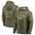 Yuxns KC.Chiefs #87 Travis Kelce Player Salute to Service Limited Olive Hoodies Stitched Jerseys