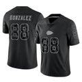 Yuxns KC.Chiefs #88 Tony Gonzalez Player Black Limited Reflective Game Stitched Jerseys