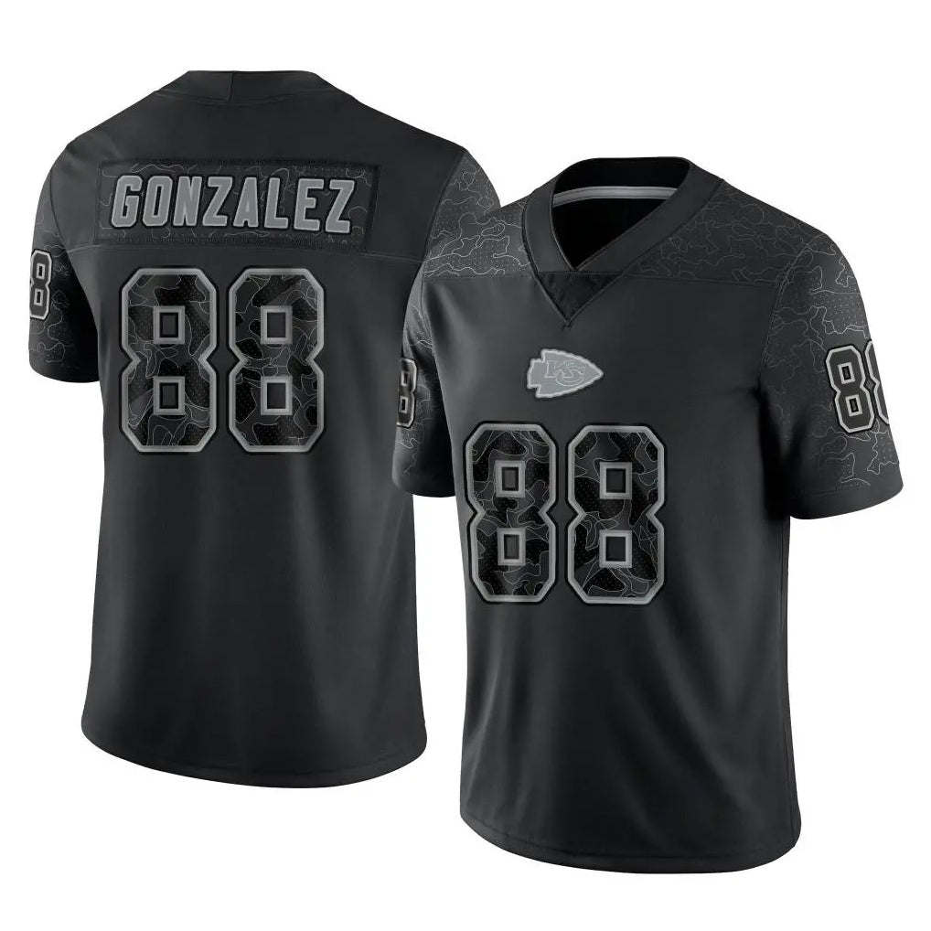 Yuxns KC.Chiefs #88 Tony Gonzalez Player Black Limited Reflective Game Stitched Jerseys