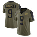 Yuxns KC.Chiefs #9 Kenneth Walker III Player Olive Salute To Service Limited Game Stitched Jerseys