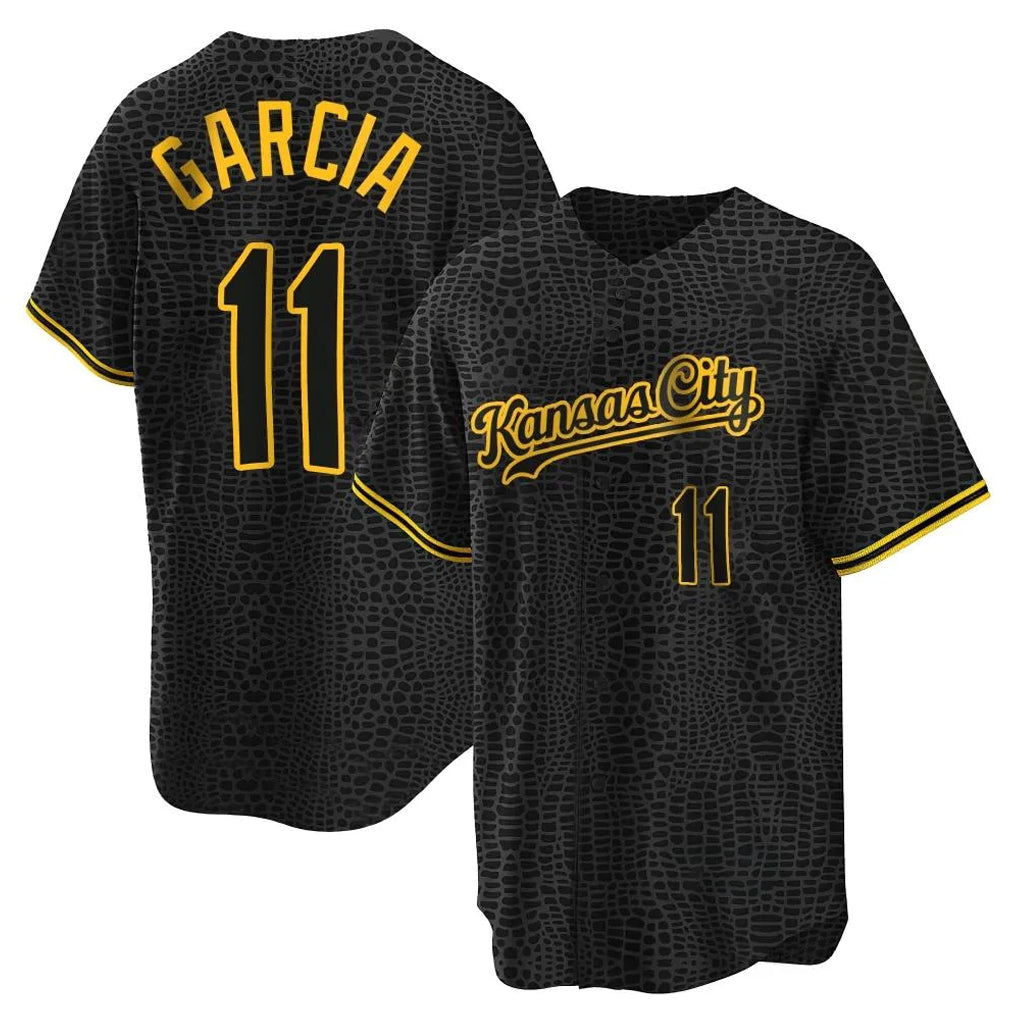 Yuxns KC.Royals #11 Maikel Garcia Player Black Snake Skin City Game Stitched Jerseys