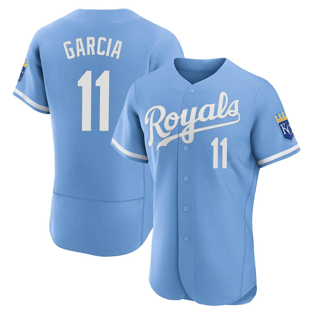 Yuxns KC.Royals #11 Maikel Garcia Player Light Blue Alt Limited Elite Home Stitched Jerseys