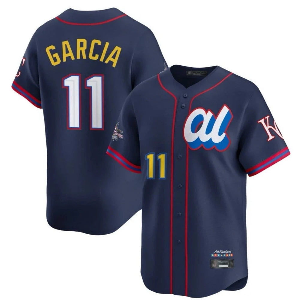Yuxns KC.Royals #11 Maikel Garcia Player Navy Limited American League All-Star Edition Stitched Jerseys