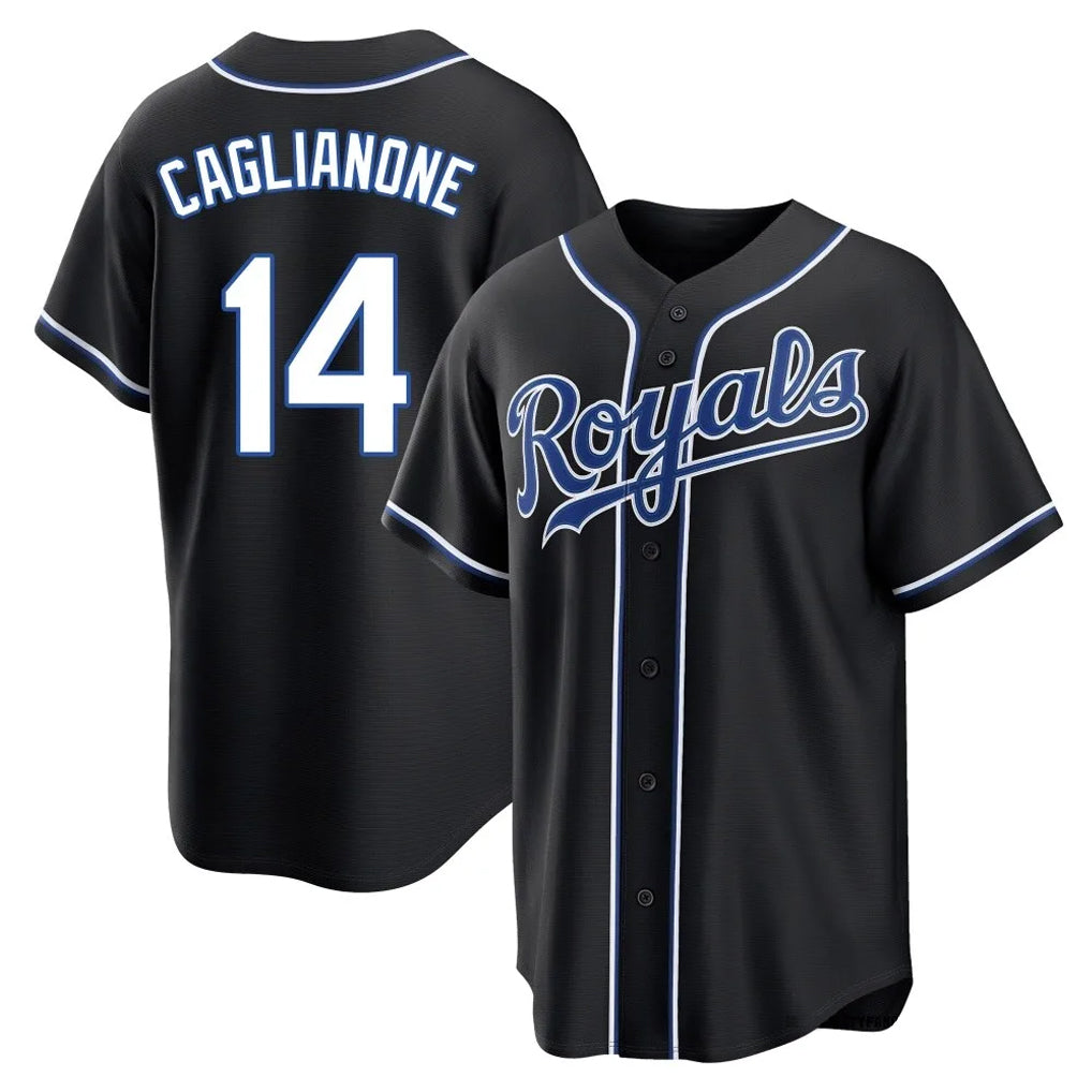 Yuxns KC.Royals #14 Jac Caglianone Player Black Carbon Fashion Home Game Stitched Jerseys