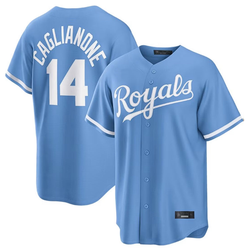 Yuxns KC.Royals #14 Jac Caglianone Player Light Blue Home Game Stitched Jerseys