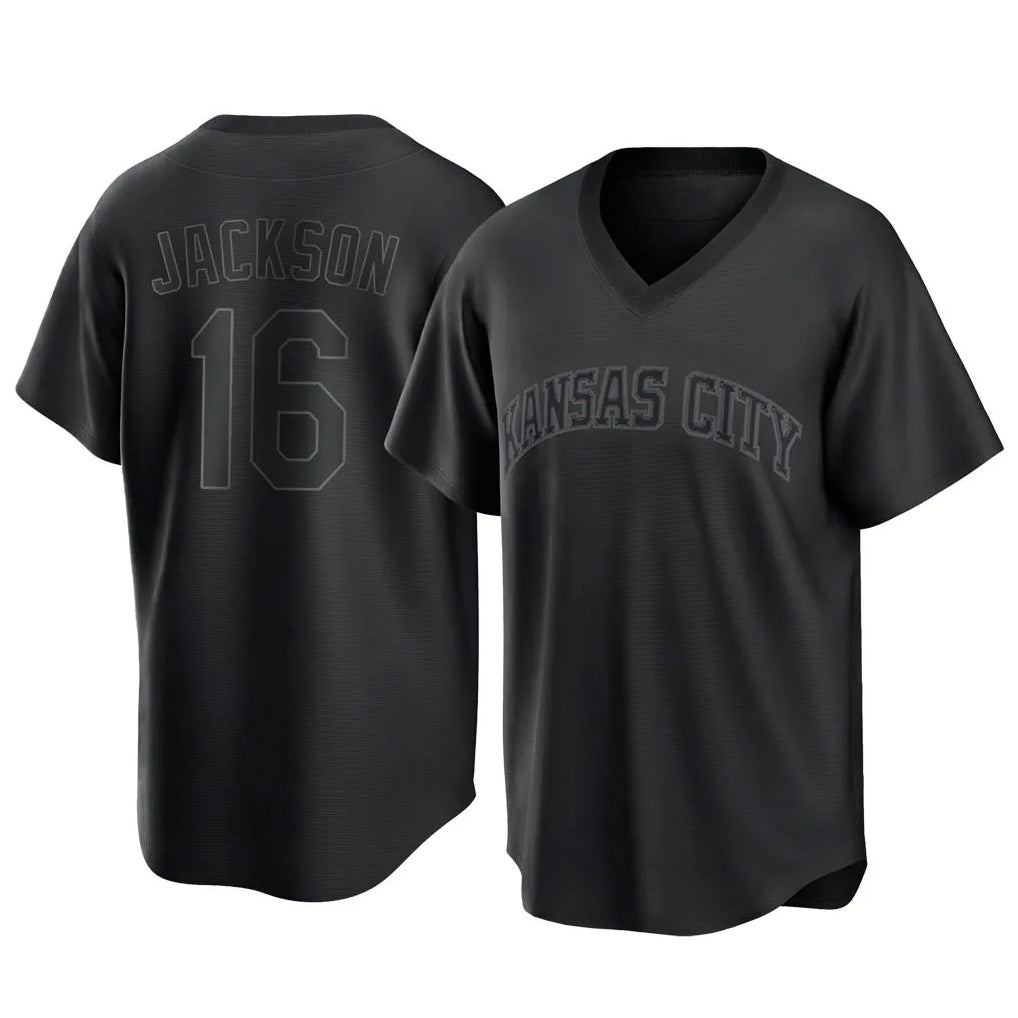 Yuxns KC.Royals #16 Bo Jackson Player Black Fashion Game Stitched Jerseys