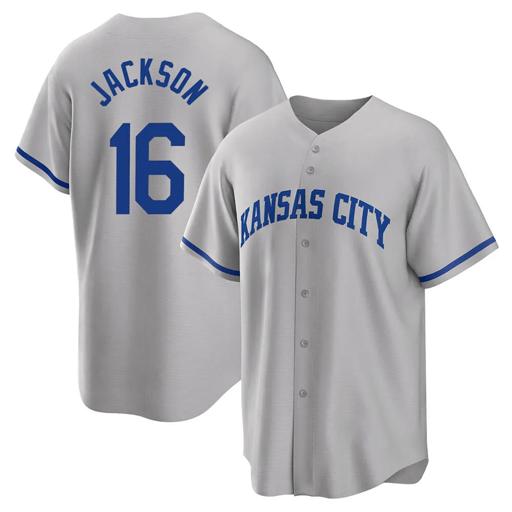 Yuxns KC.Royals #16 Bo Jackson Player Gray Game Home Stitched Jerseys
