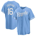 Yuxns KC.Royals #16 Bo Jackson Player Light Blue Home Game Stitched Jerseys