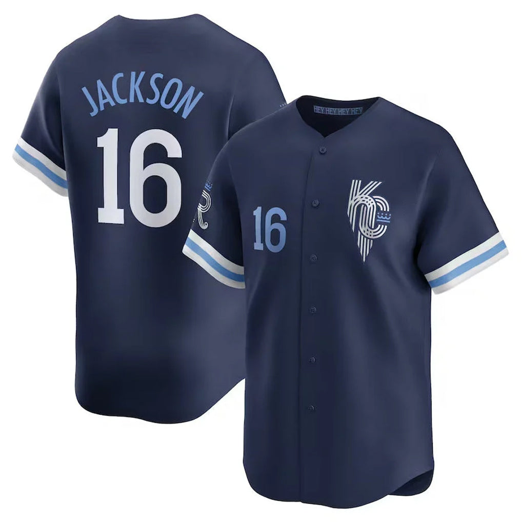 Yuxns KC.Royals #16 Bo Jackson Player Navy City Connect Limited Home Stitched Jerseys