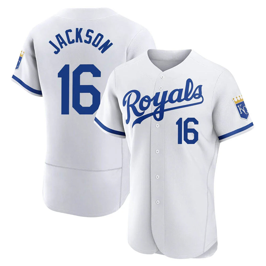 Yuxns KC.Royals #16 Bo Jackson Player White Limited Elite Home Game Stitched Jerseys