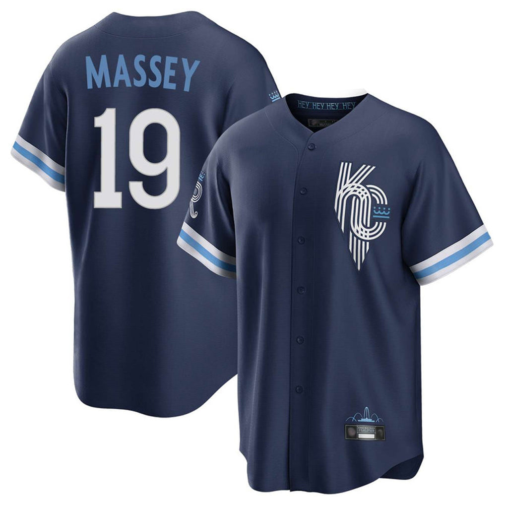 Yuxns KC.Royals #19 Michael Massey Player Navy City Connect Home Game Stitched Jerseys