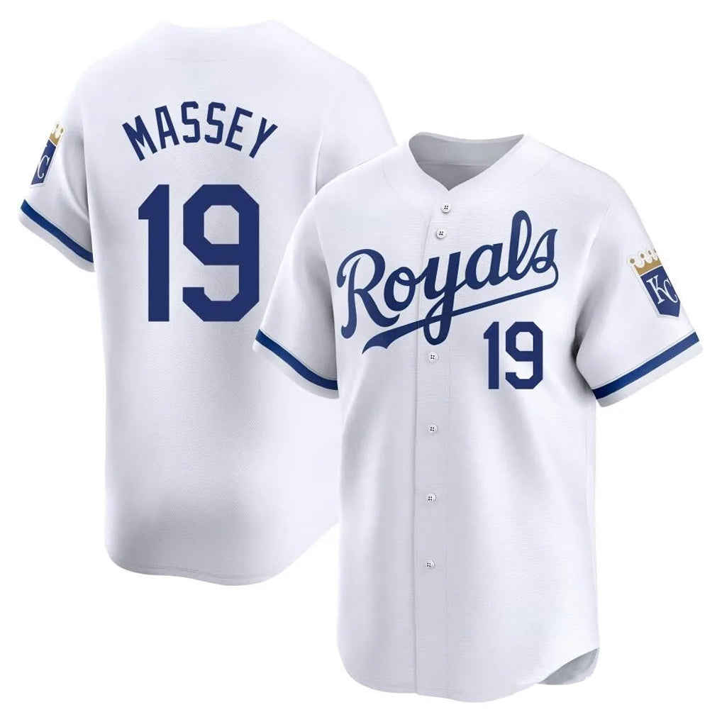 Yuxns KC.Royals #19 Michael Massey Player White Alt Limited Home Stitched Jerseys