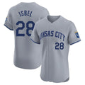 Yuxns KC.Royals #28 Kyle Isbel Player Gray Limited Elite Home Stitched Jerseys
