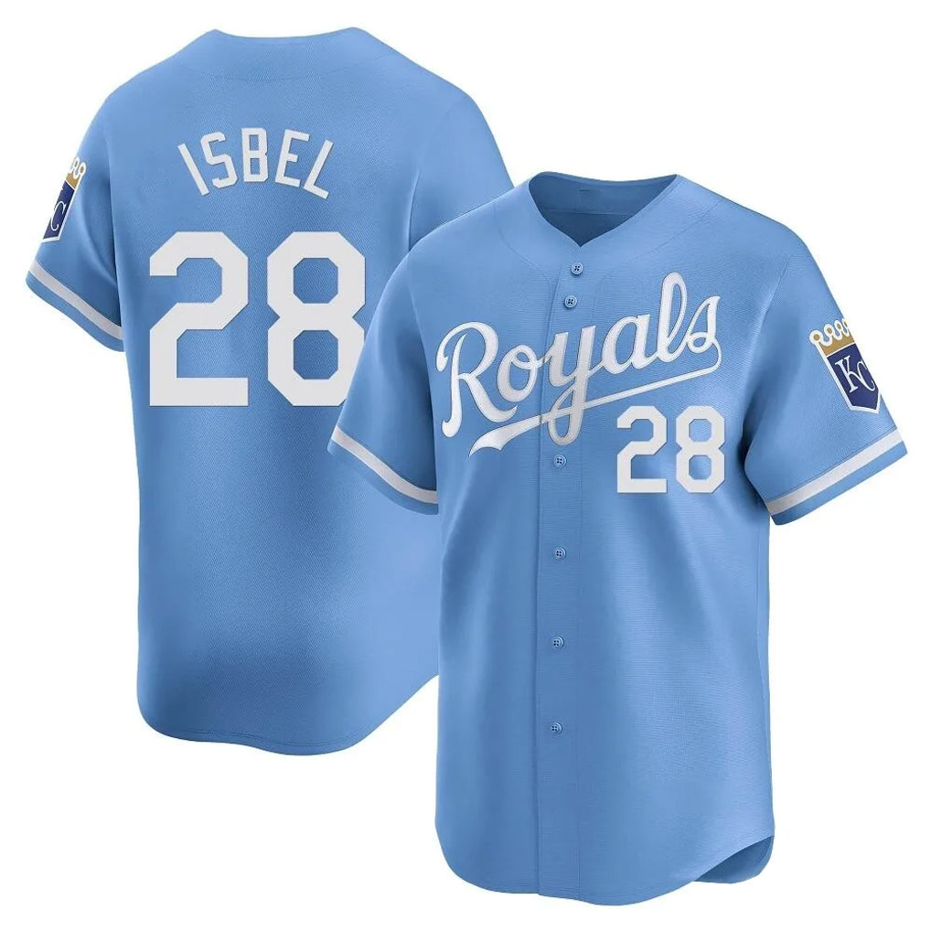 Yuxns KC.Royals #28 Kyle Isbel Player Light Blue Alt Limited Home Stitched Jerseys