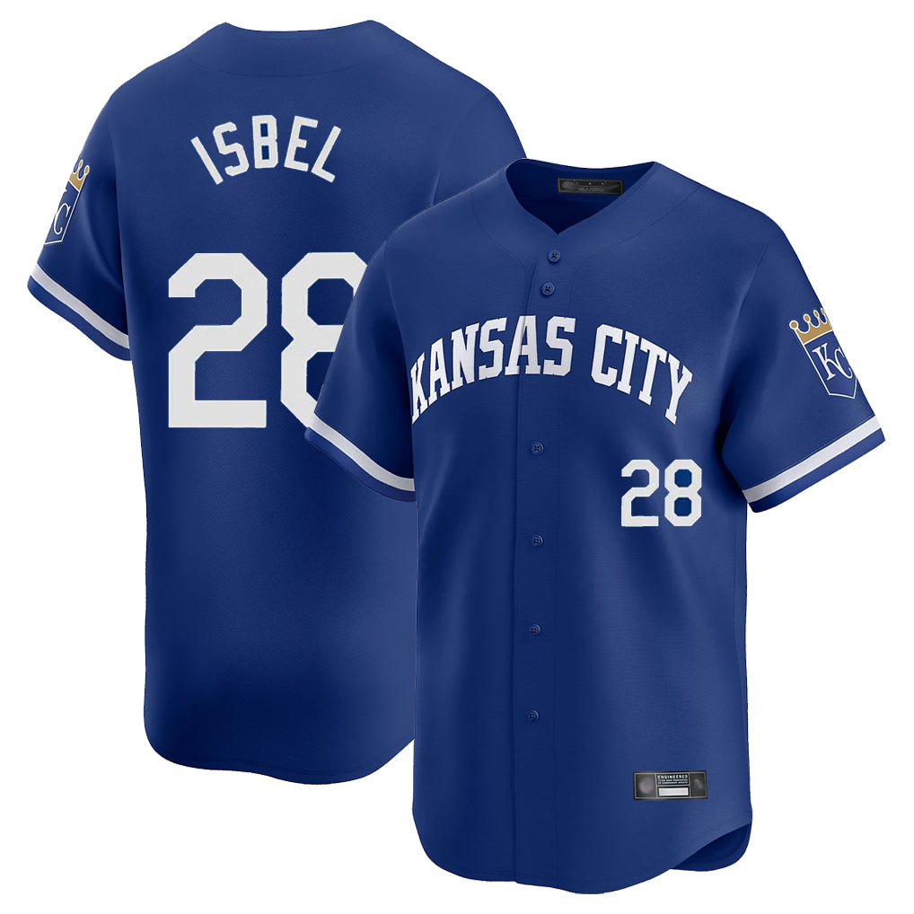 Yuxns KC.Royals #28 Kyle Isbel Player Royal Limited Home Stitched Jerseys