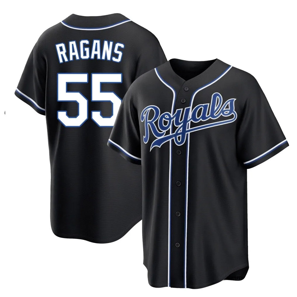Yuxns KC.Royals #55 Cole Ragans Player Black Carbon Fashion Home Game Stitched Jerseys