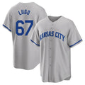 Yuxns KC.Royals #67 Seth Lugo Player Gray Game Home Stitched Jerseys