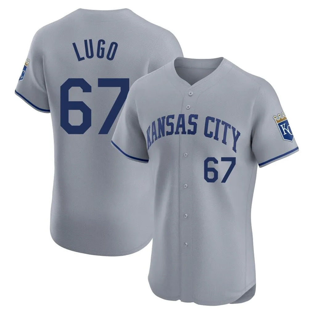 Yuxns KC.Royals #67 Seth Lugo Player Gray Limited Elite Home Stitched Jerseys