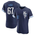 Yuxns KC.Royals #67 Seth Lugo Player Navy City Connect Limited Elite Home Stitched Jerseys