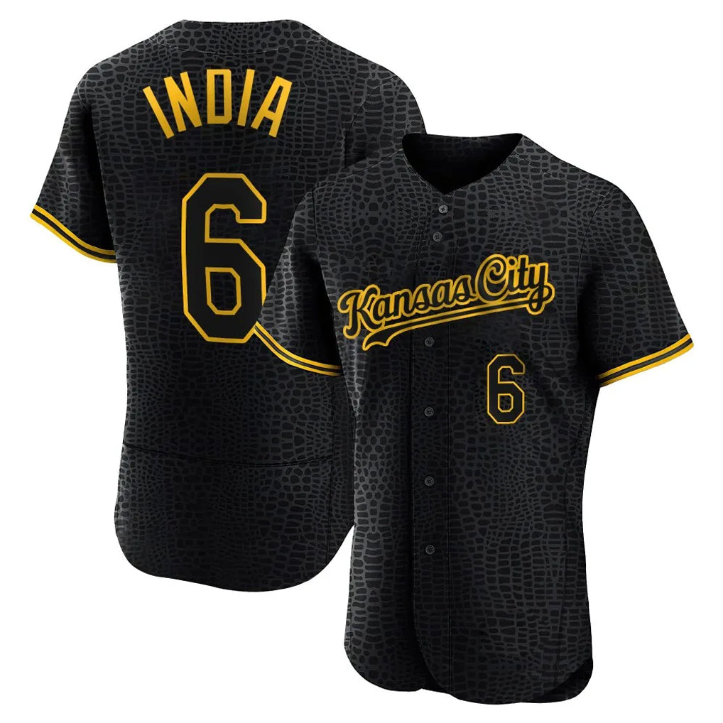 Yuxns KC.Royals #6 Jonathan India Player Black Snake Skin City Limited Elite Stitched Jerseys