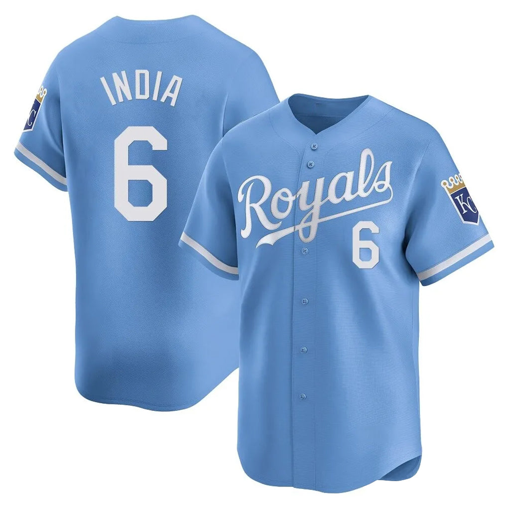 Yuxns KC.Royals #6 Jonathan India Player Light Blue Alt Limited Home Stitched Jerseys
