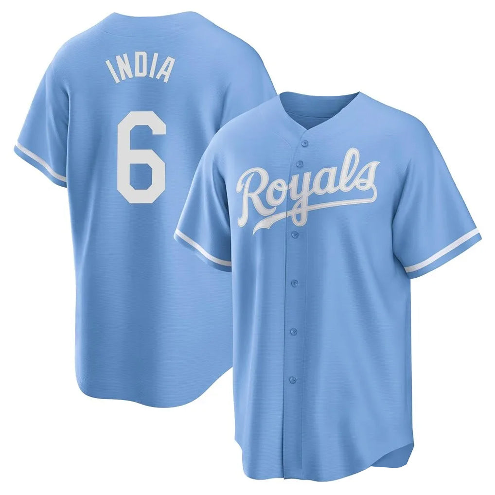 Yuxns KC.Royals #6 Jonathan India Player Light Blue Home Game Stitched Jerseys