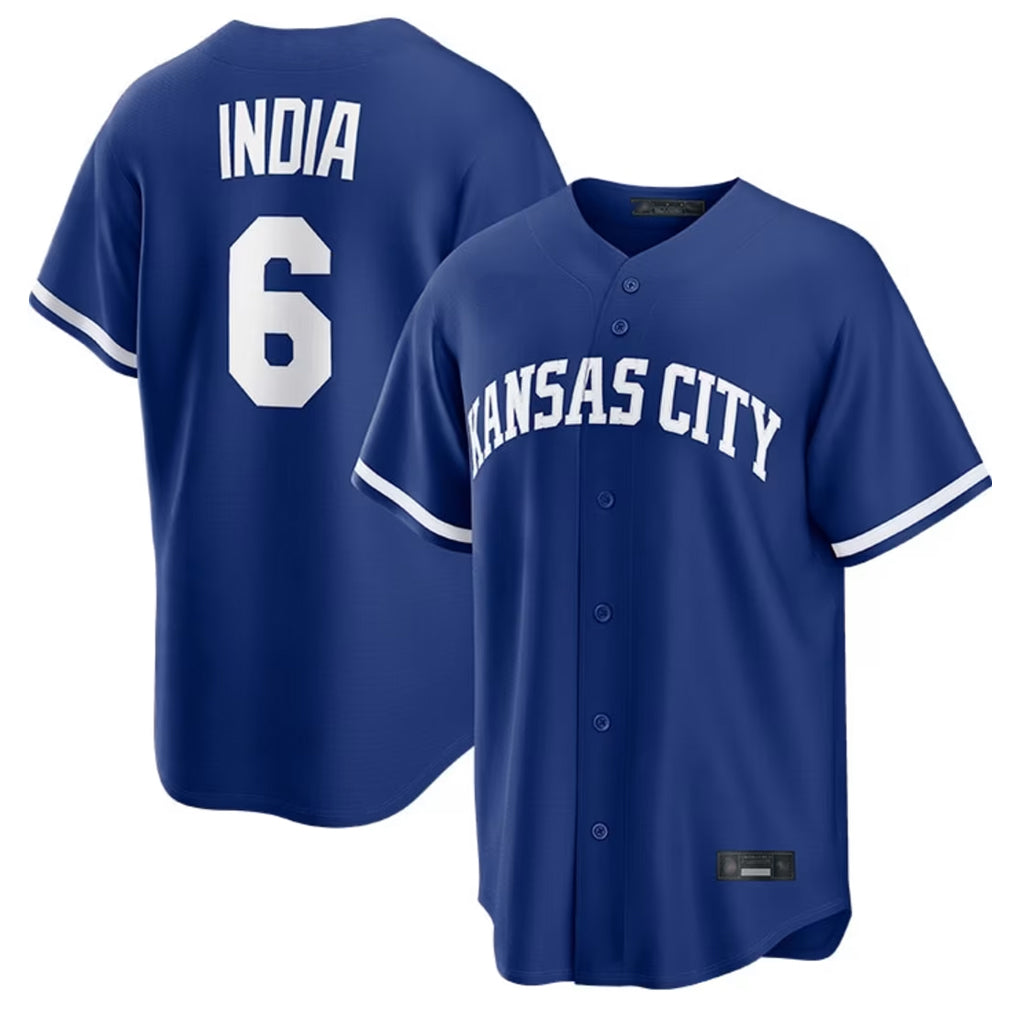 Yuxns KC.Royals #6 Jonathan India Player Royal Game Home Stitched Jerseys
