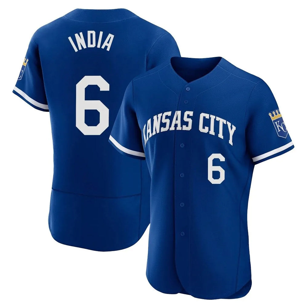 Yuxns KC.Royals #6 Jonathan India Player Royal Limited Elite Home Stitched Jerseys