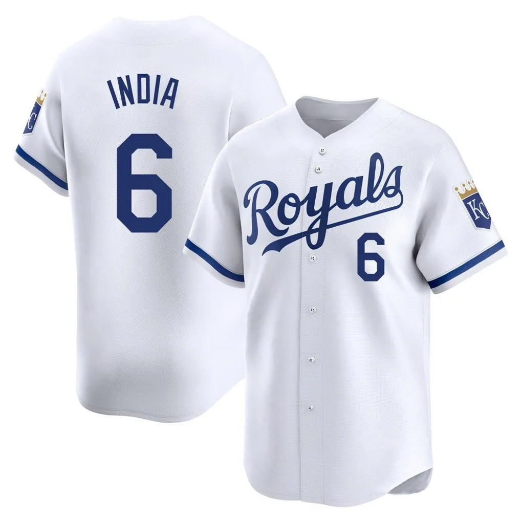 Yuxns KC.Royals #6 Jonathan India Player White Alt Limited Home Stitched Jerseys