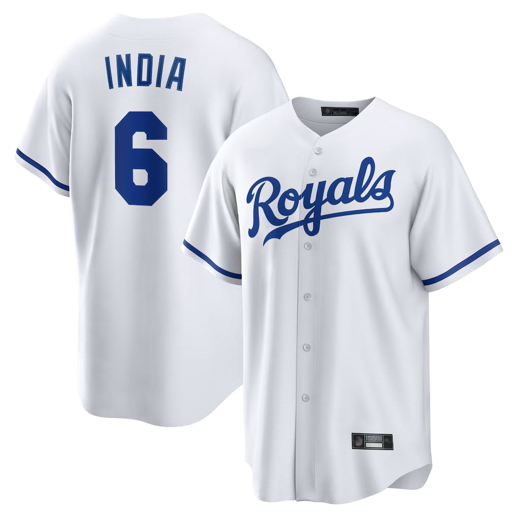 Yuxns KC.Royals #6 Jonathan India Player White Home Game Stitched Jerseys