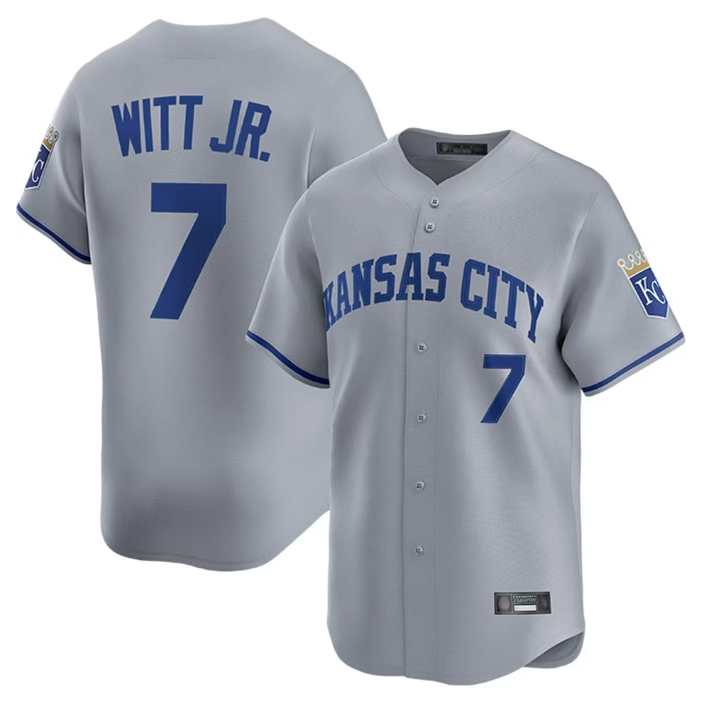 Yuxns KC.Royals #7 Bobby Witt Jr. Player Gray Limited Home Stitched Jerseys