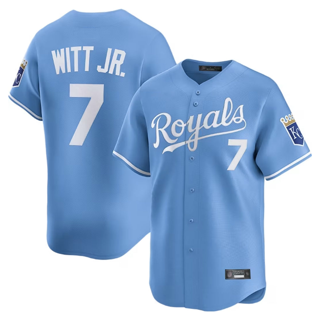 Yuxns KC.Royals #7 Bobby Witt Jr. Player Light Blue Alt Limited Home Stitched Jerseys