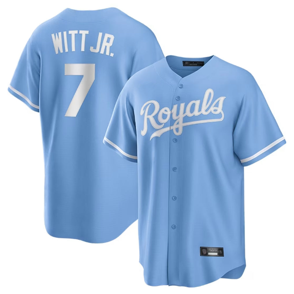 Yuxns KC.Royals #7 Bobby Witt Jr. Player Light Blue Home Game Stitched Jerseys