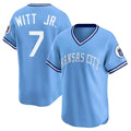 Yuxns KC.Royals #7 Bobby Witt Jr. Player Light Blue Limited Throwback Cooperstown Collection T-shirt Stitched Jerseys