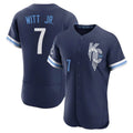 Yuxns KC.Royals #7 Bobby Witt Jr. Player Navy City Connect Limited Elite Home Stitched Jerseys
