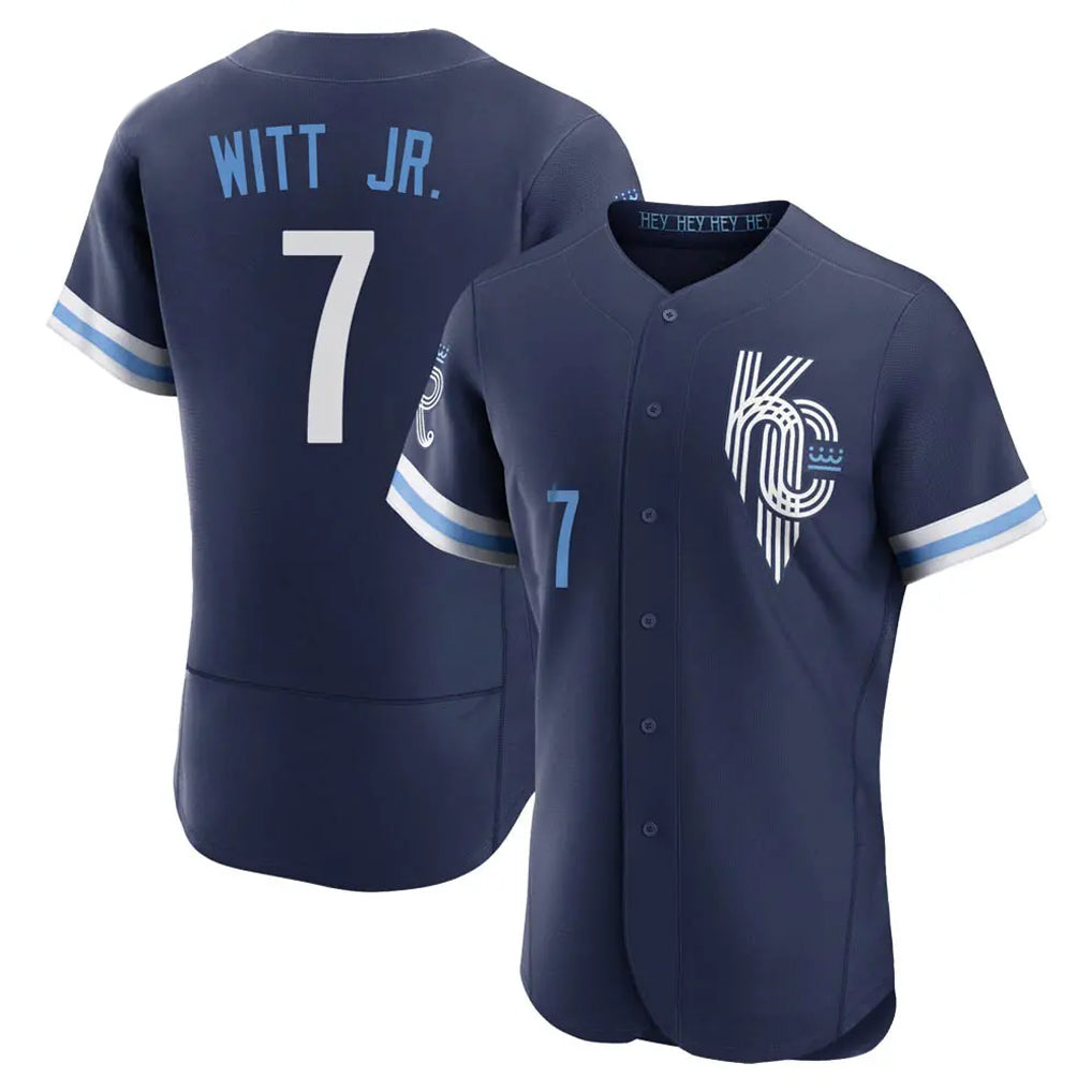 Yuxns KC.Royals #7 Bobby Witt Jr. Player Navy City Connect Limited Elite Home Stitched Jerseys