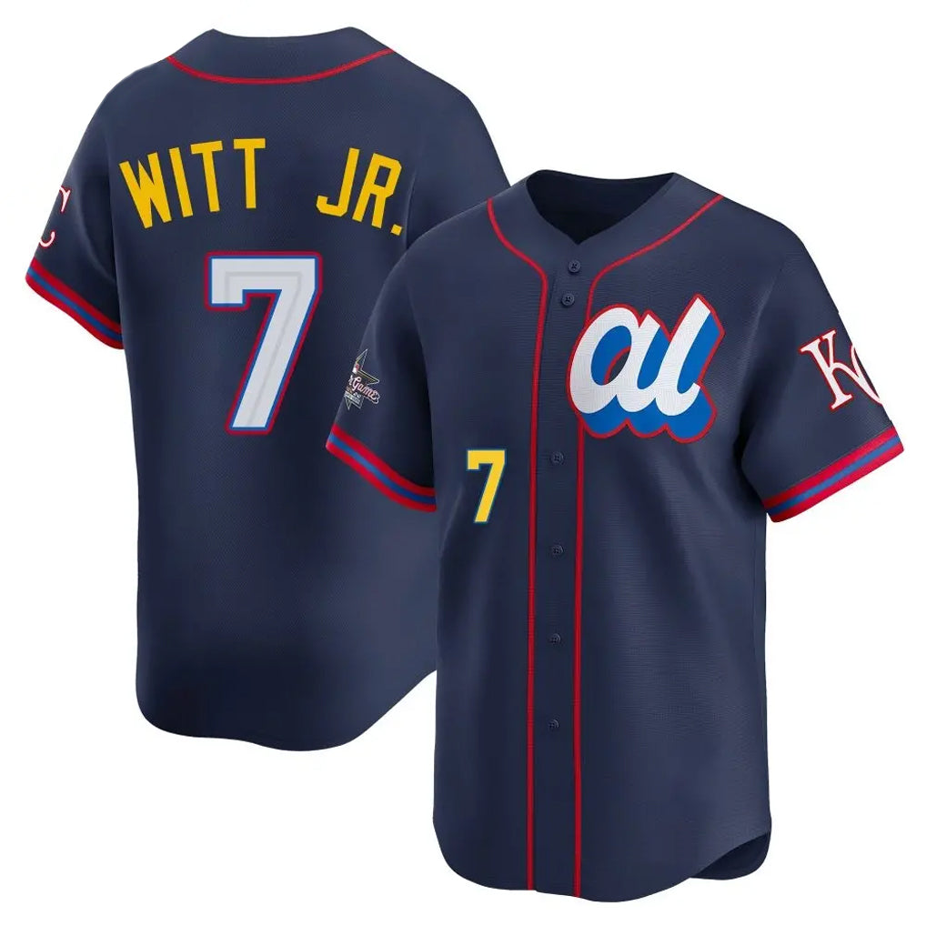 Yuxns KC.Royals #7 Bobby Witt Jr. Player Navy Limited American League All-Star Edition Stitched Jerseys