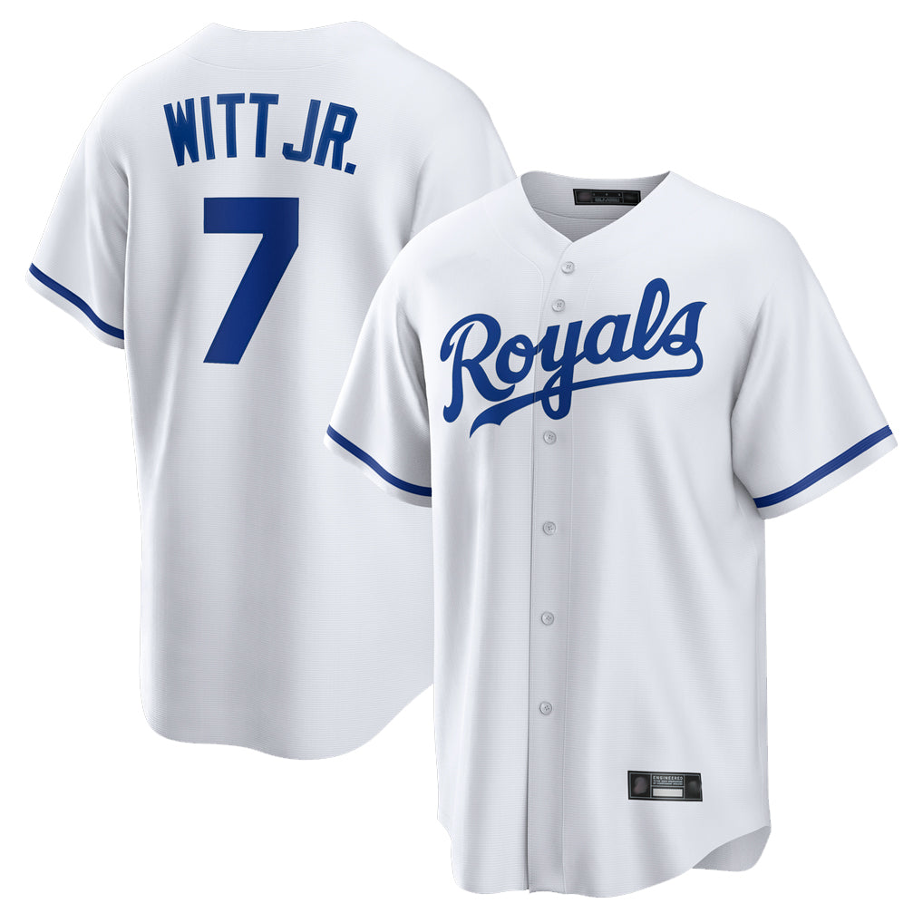 Yuxns KC.Royals #7 Bobby Witt Jr. Player White Home Game Stitched Jerseys