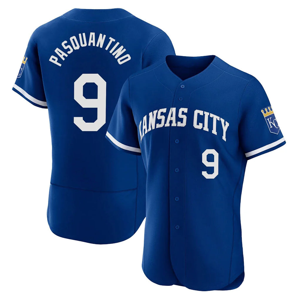 Yuxns KC.Royals #9 Vinnie Pasquantino Player Royal City Connect Limited Elite Home Game Stitched Jerseys