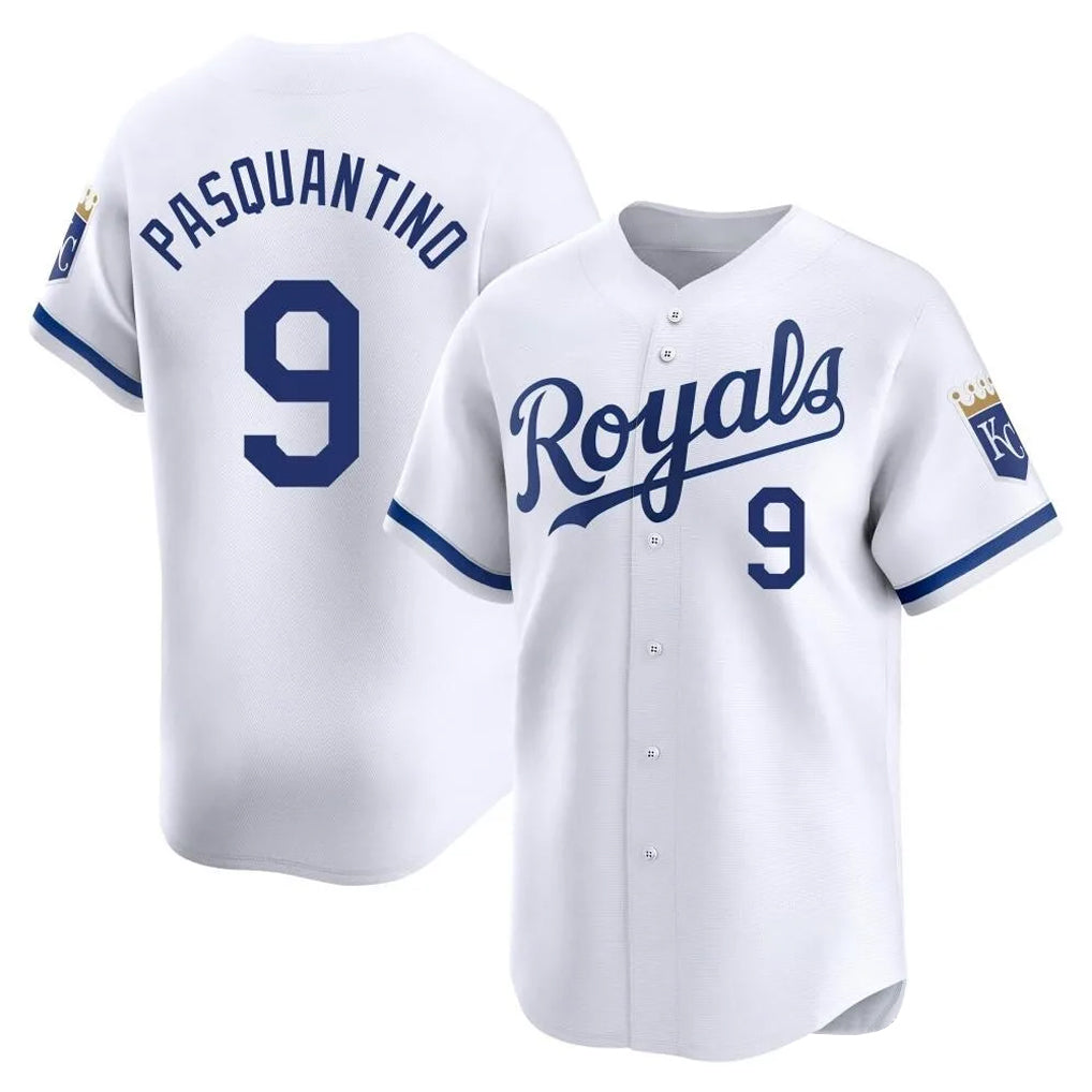 Yuxns KC.Royals #9 Vinnie Pasquantino Player White Alt Limited Home Stitched Jerseys