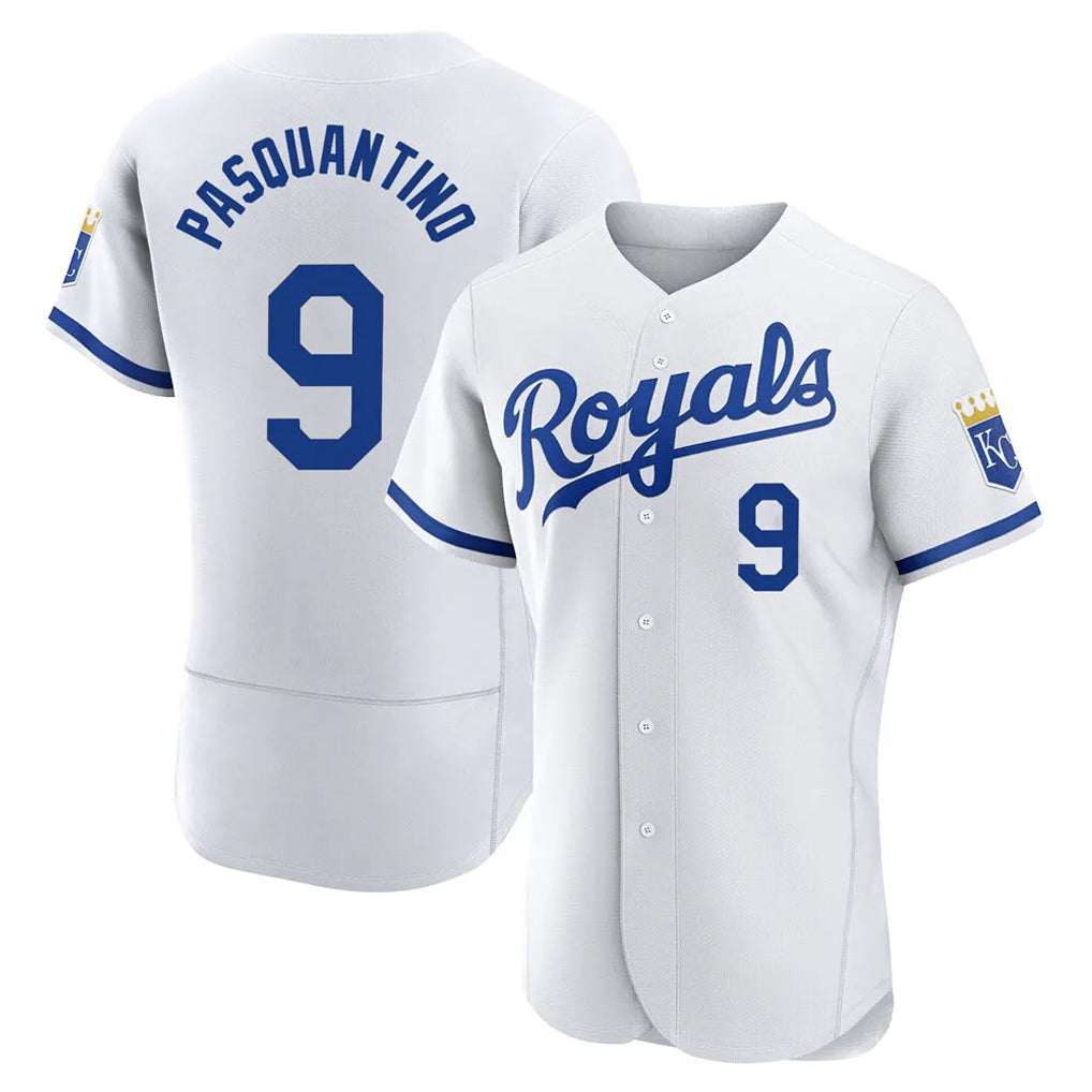 Yuxns KC.Royals #9 Vinnie Pasquantino Player White Limited Elite Home Game Stitched Jerseys