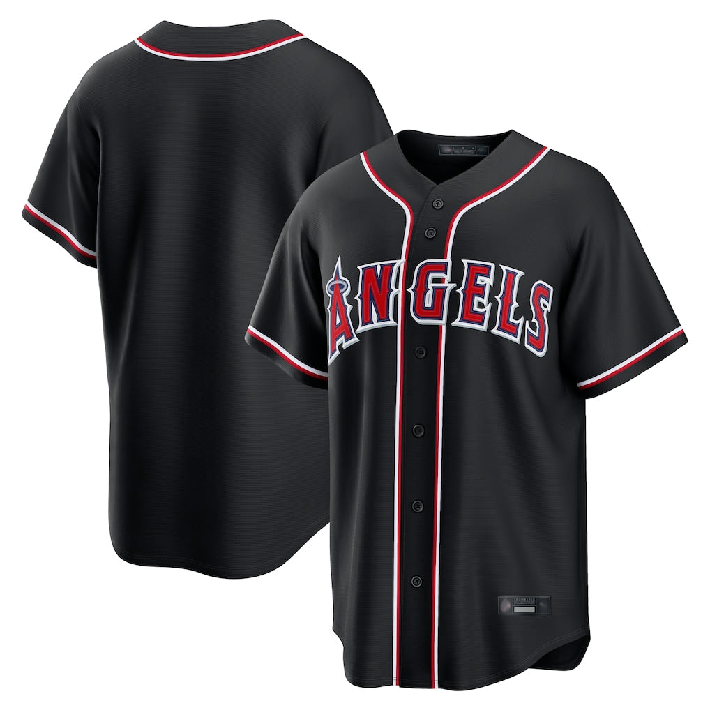 Yuxns LA.Angels Black Fashion Out Home Game Blank Player Stitched Jerseys