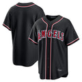 Yuxns LA.Angels Black Fashion Out Home Game Blank Player Stitched Jerseys
