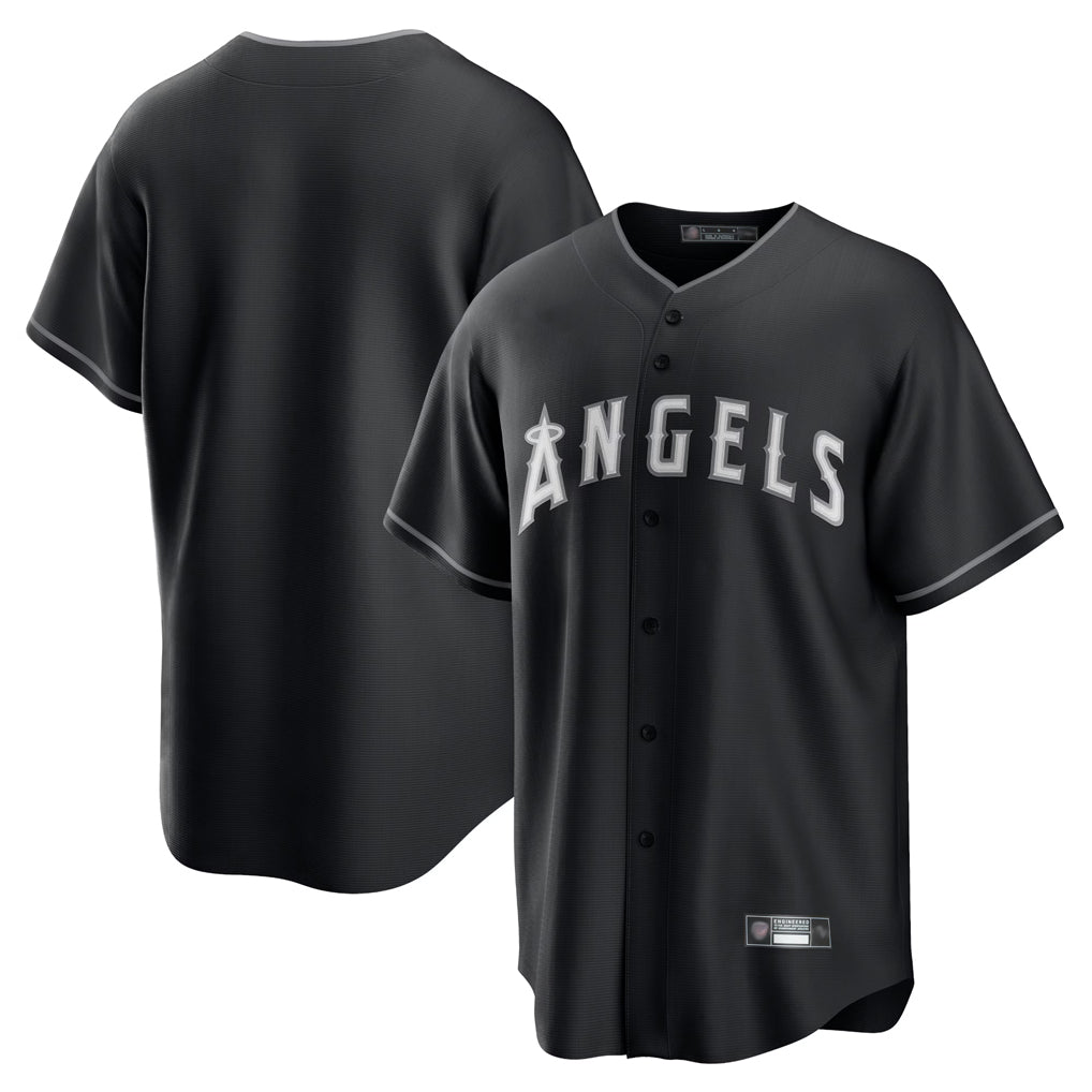Yuxns LA.Angels Black Lights Out Fashion T-shirt Blank Player Stitched Jerseys