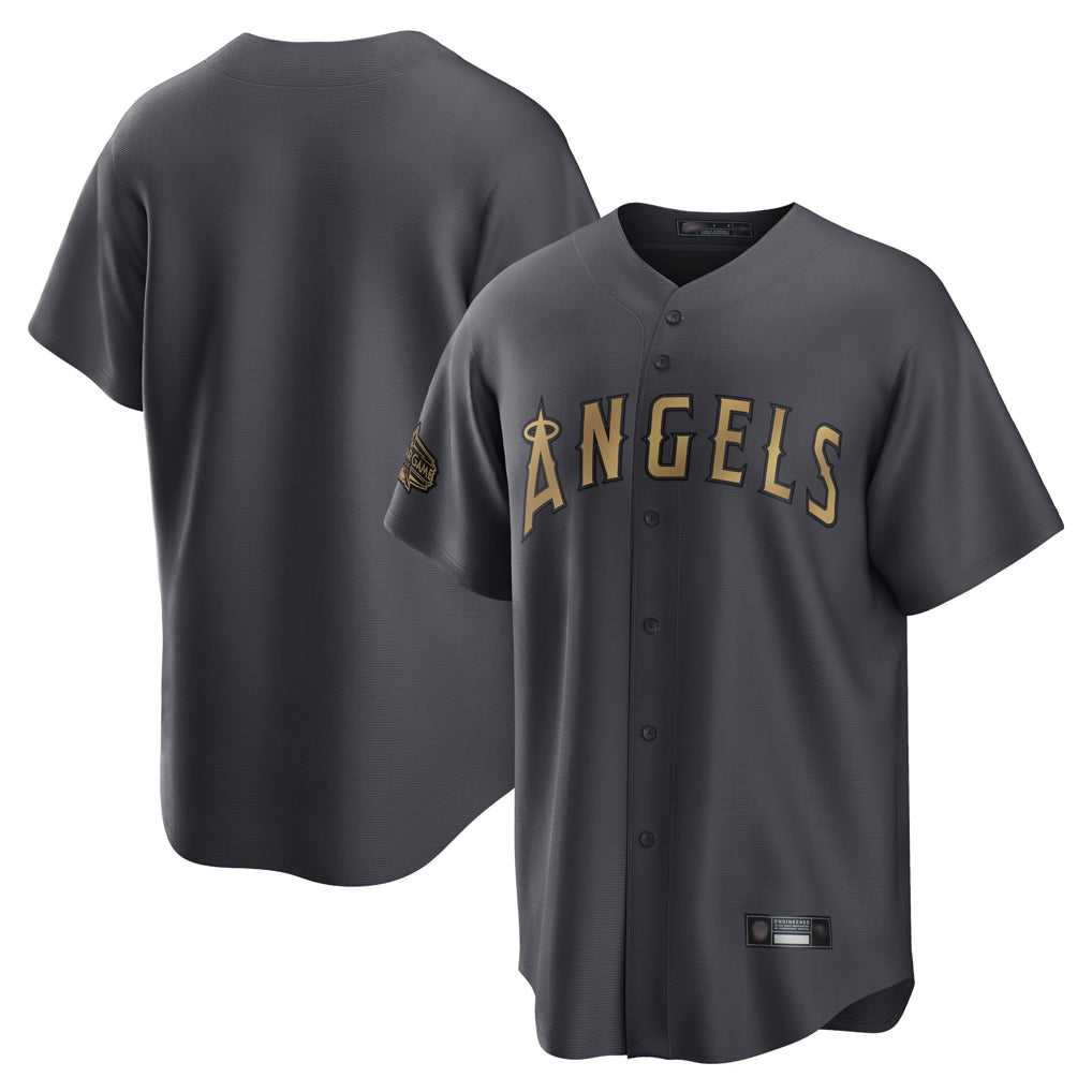 Yuxns LA.Angels Charcoal Game All-Star Blank Player Stitched Jerseys